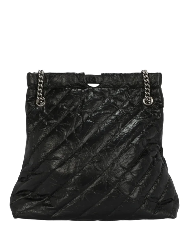 Balenciaga Crush Quilted Medium Tote in black, photo 5 of 6 from ShopSimon