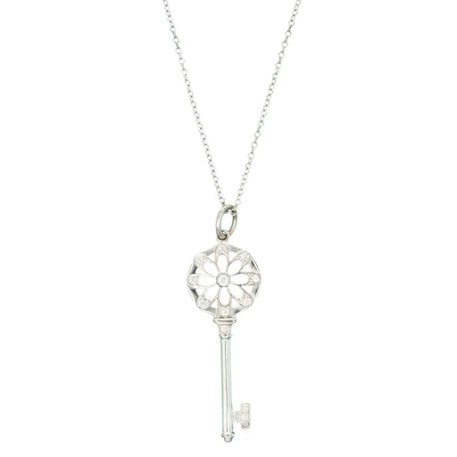 Tiffany & Co. 18k White Gold Key Diamond Necklace in White from Luxury Promise