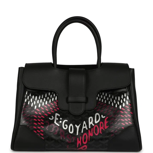 Goyard Saigon Tote "Charismatic Chevron" Jet Black Multicolored Goyardine Canvas Palladium Hardware in Black Canvas from Madison Avenue Couture