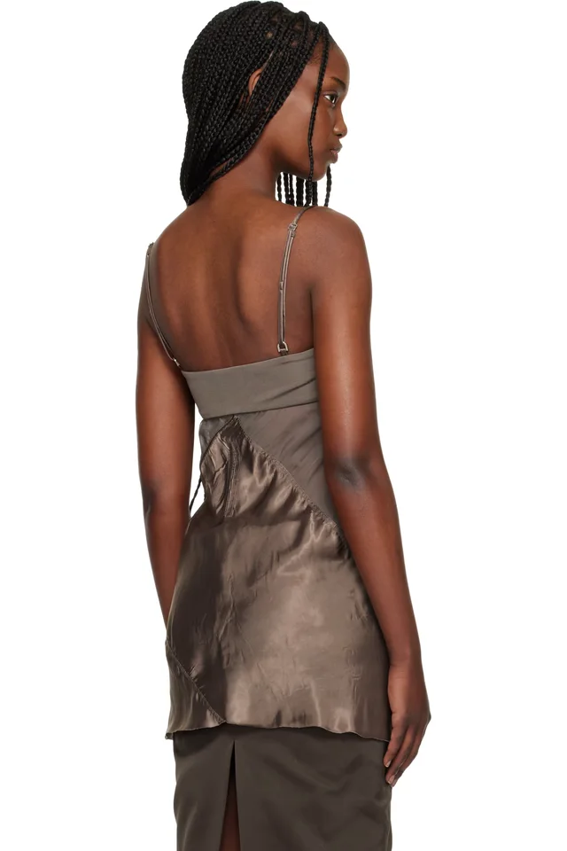Rick Owens Gray Temple Combo Slip Top, photo 3 of 4 from SSENSE