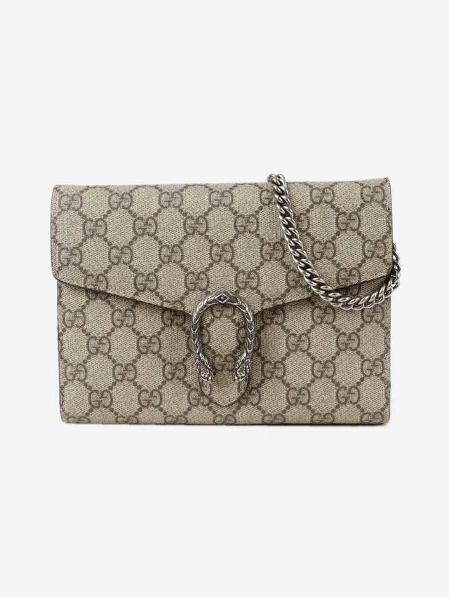Gucci Brown Dionysus chain shoulder bag in Brown Suede from Sign of the Times