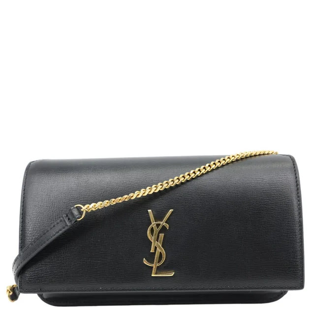 Saint Laurent Classic Monogram Leather Crossbody Bag Black in Black Leather from Dallas Designer Handbags