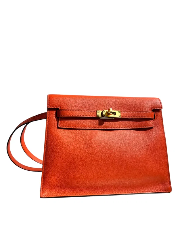 Hermès Kelly Danse Feu Evercolor GHW #D in Orange from Luxury Promise