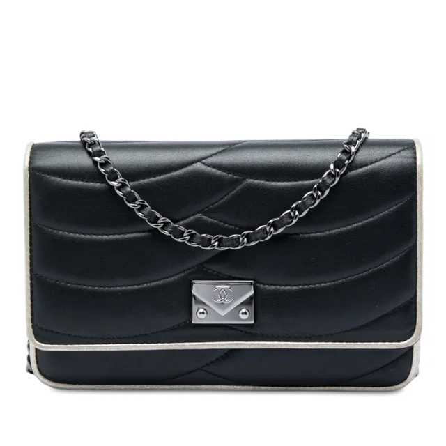 Black Chanel Lambskin Pagoda Wallet On Chain Crossbody Bag in Black Lambskin from Designer Revival