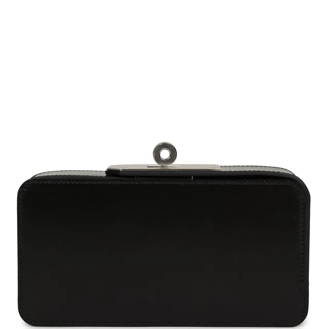 Hermès Sanglons Clutch Black Box Palladium Hardware in Black Calfskin from Madison Avenue Couture