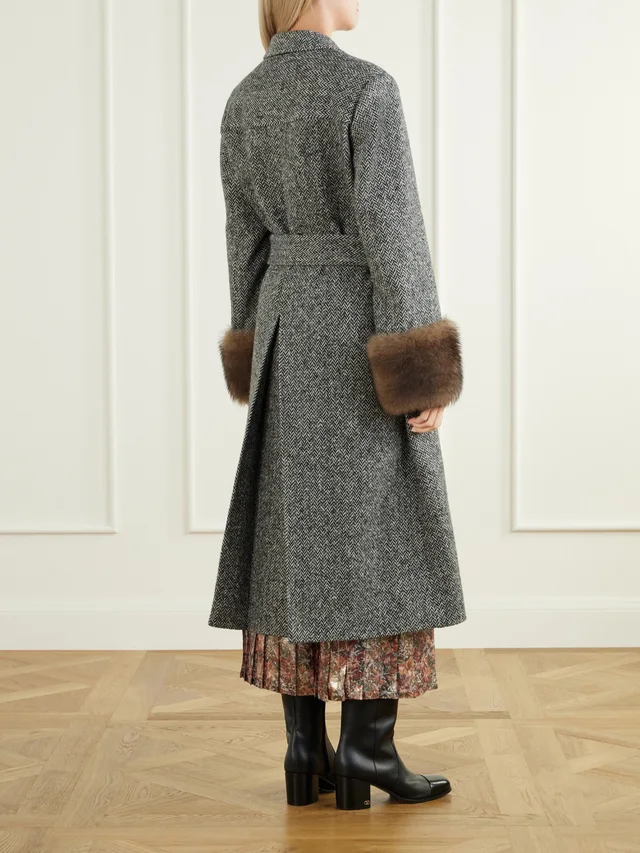 Valentino Belted Herringbone Coat, photo 3 of 4 from SENSER