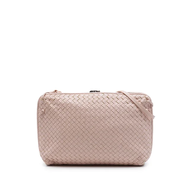 Pink Bottega Veneta Large Nappa Intrecciato Nodini Crossbody in Pink Nappa leather from Designer Revival