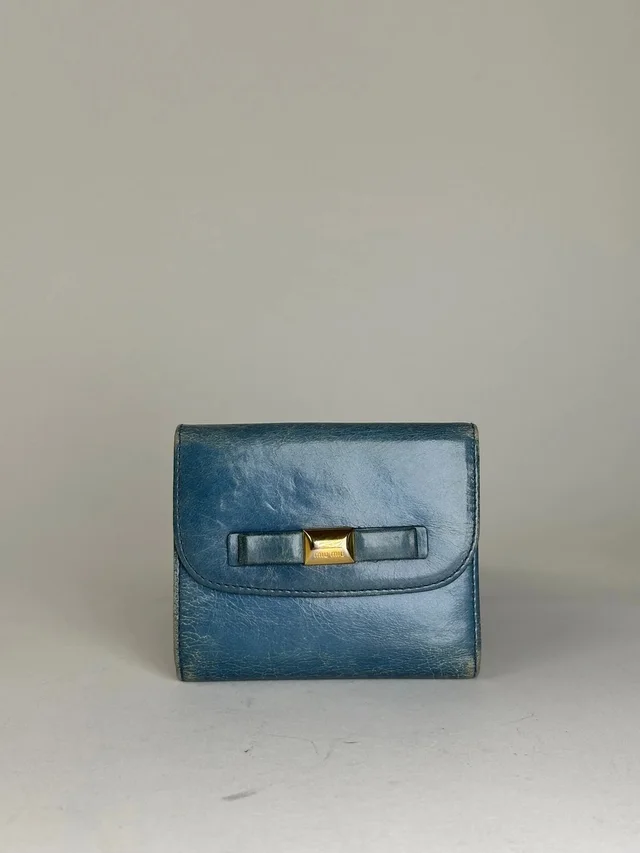 Miu Miu Vintage Pebbled Wallet Blue in blue Leather from Grailed
