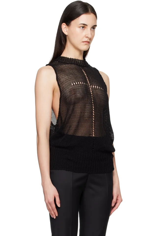 MATIÈRES FÉCALES Black Rivage Knit Tank Top, photo 2 of 3 from SSENSE