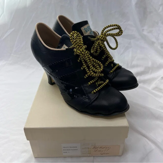 Vivienne Westwood Worlds End Tracey Trainers Black Leather Heels Uk 5 in black|yellow Leather from Poshmark