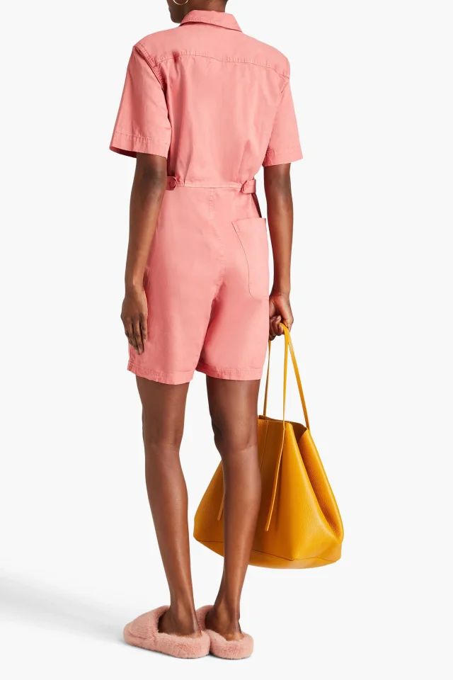 Alex Mill Stretch-Cotton Poplin Utility Playsuit in Orange, photo 3 of 4 from THE OUTNET