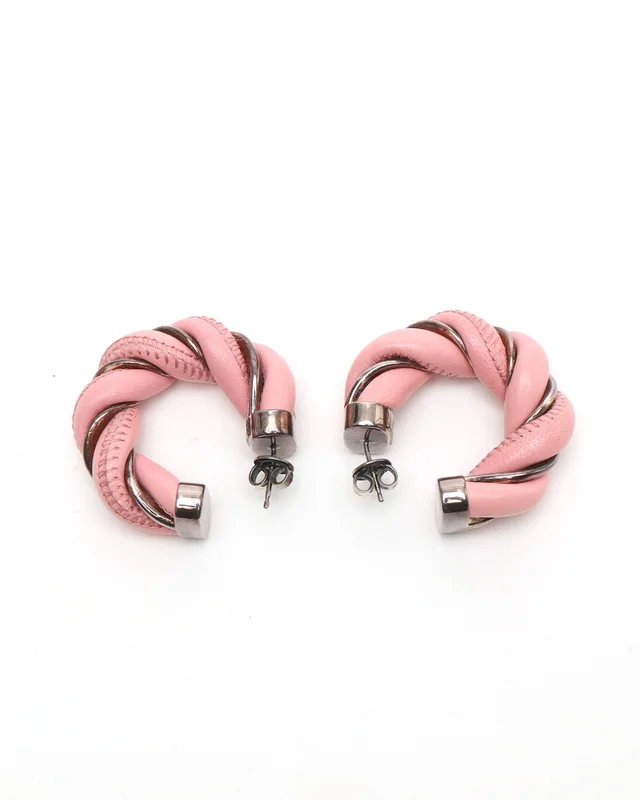 Bottega Veneta Twisted Hoop Earrings in Leather from A Retro Tale, photo 3 of 5