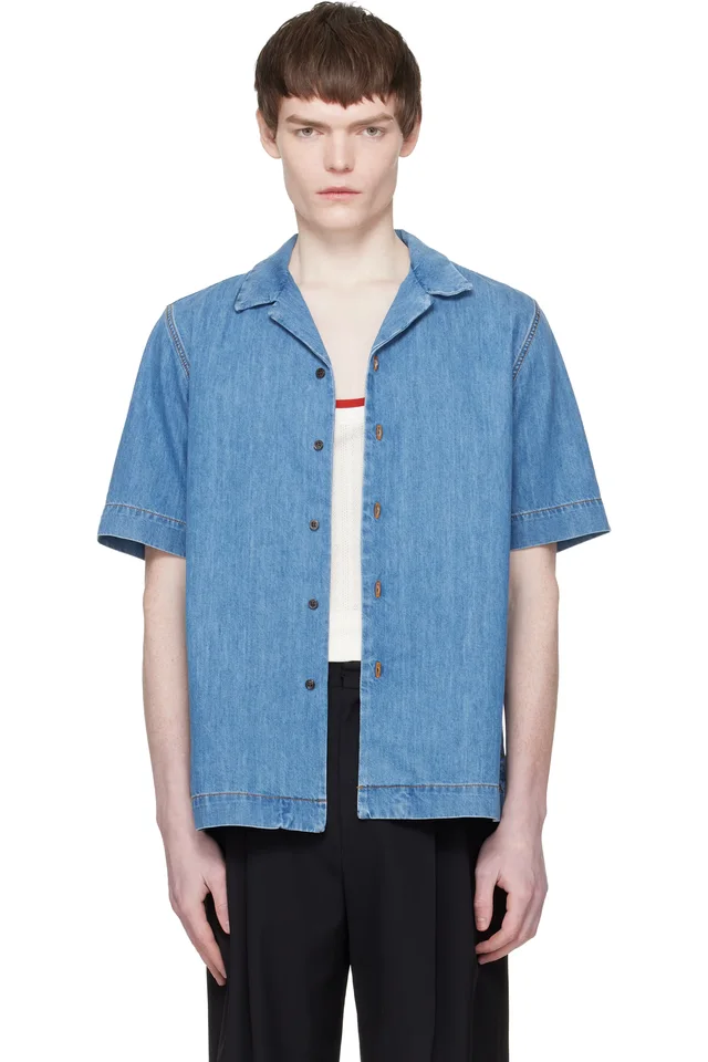 Blue Short-Sleeve Denim Shirt, image 1 of 1 from SSENSE