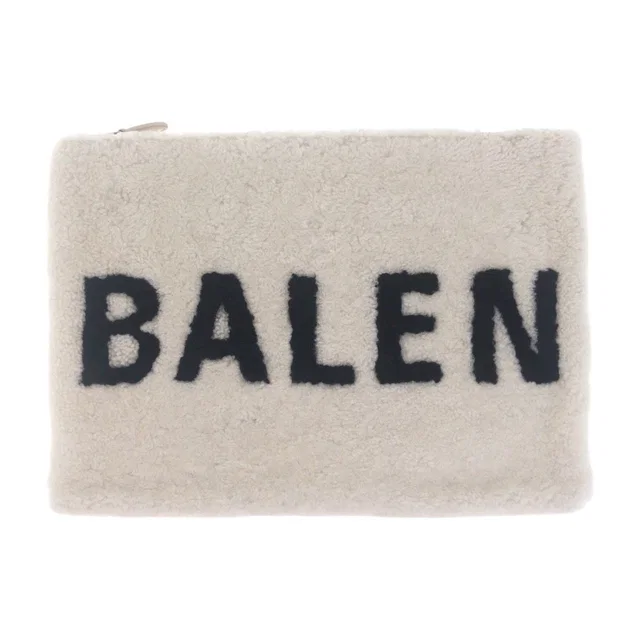 Balenciaga Shearling Logo Shearling Clutch Bag from LuxUness