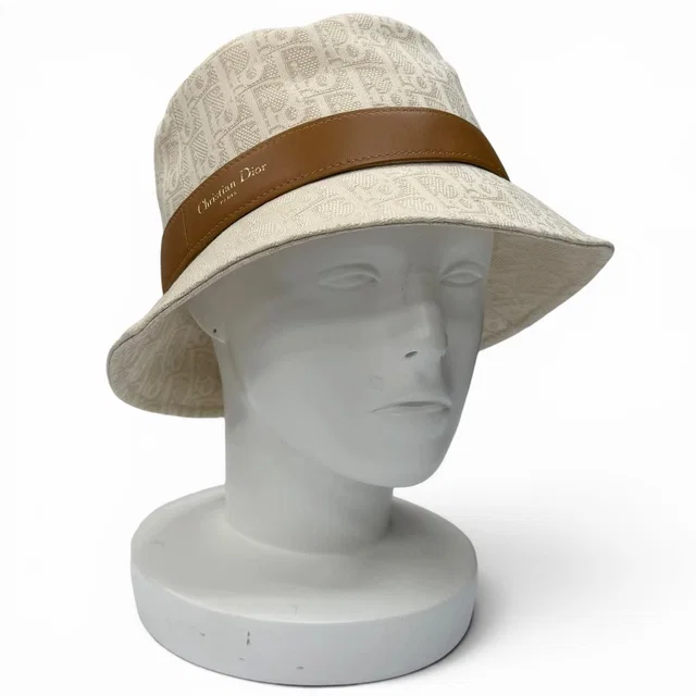 Dior 100% Cotton Teddy-D Bob Hat Leather Hat Light Beige 57 in Beige Leather from The Reluxe