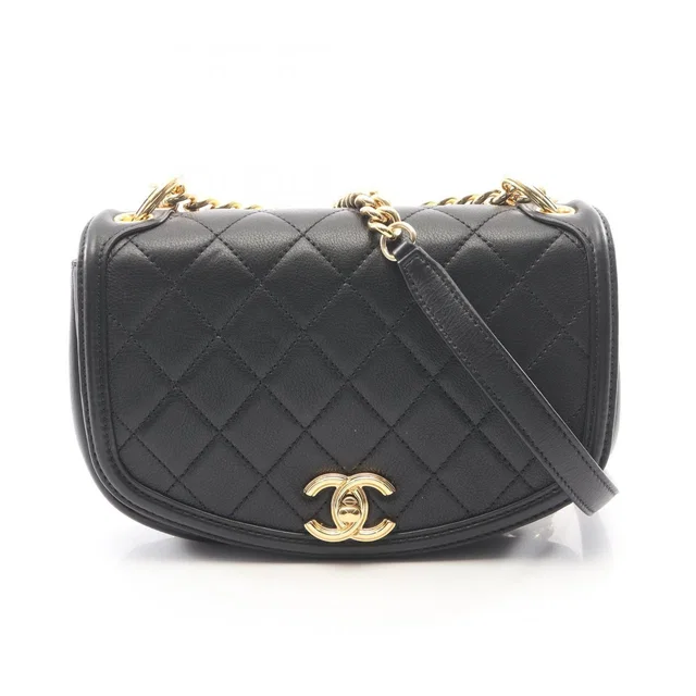 Chanel Shoulder Bag Quilted Black Lambskin Small Chain in Black Lambskin from The Reluxe