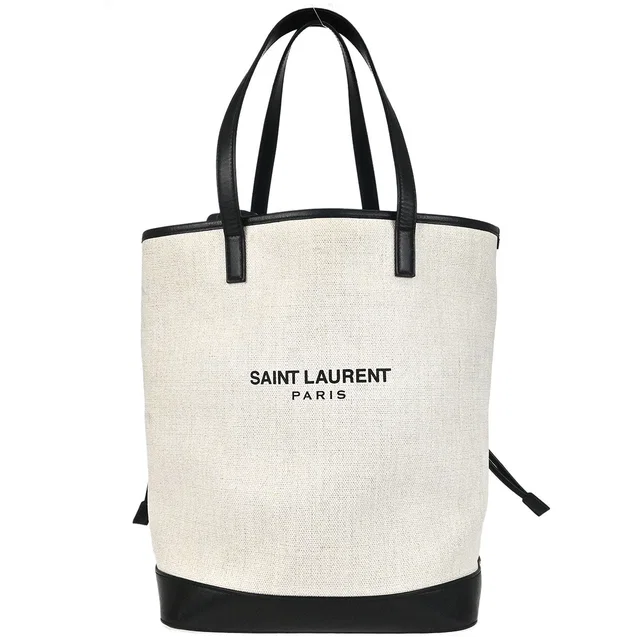 Saint Laurent White Calfskin Teddy Drawstring Tote Handbag in White Calfskin from AMORE Vintage Tokyo