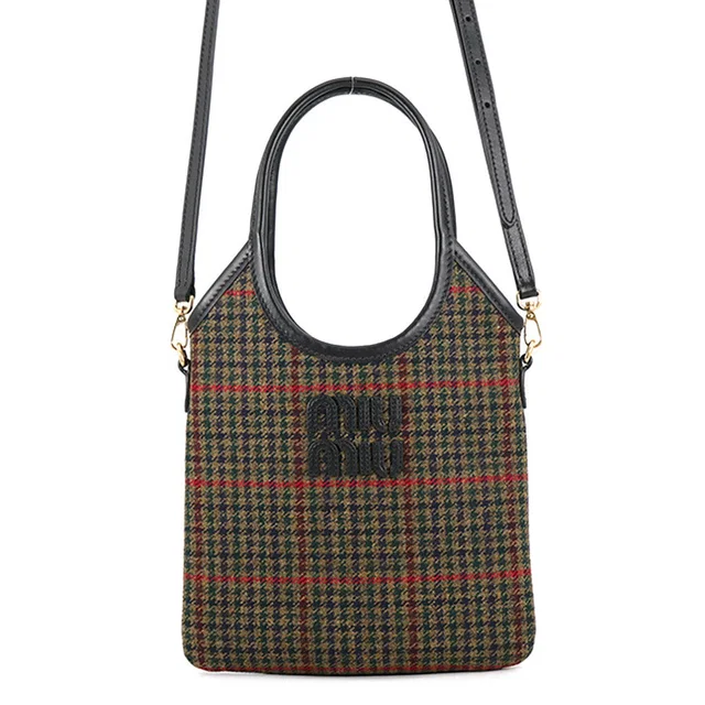 Miu Miu Ivy Bag Green/Black/Multicolor5BA281 Fabric Leather Size Mini in Black Leather from GALLERY RARE