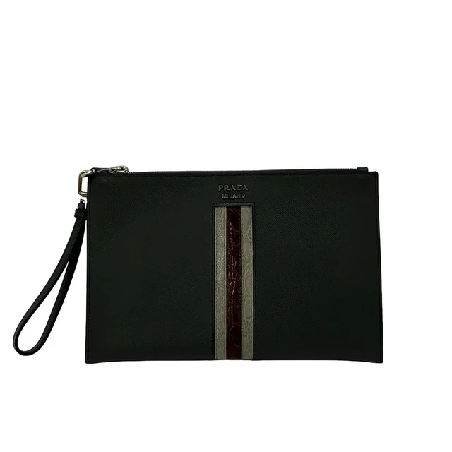 Prada Second Bag Dark Gray Light Bordeaux Leather in Burgundy Leather from The Reluxe