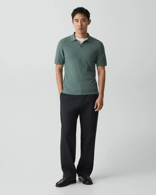Theory Brenan Polo Shirt in Light Bilen in LIGHT PINE GROVE 62% Viscose, 38% Polyester; Exclusive Of Elastic, photo 5 of 8 from Theory