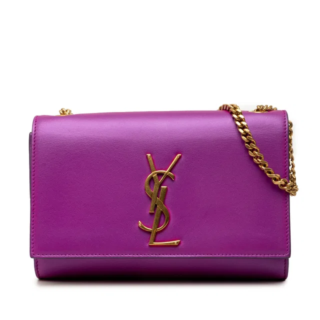 Purple Saint Laurent Small Smooth Calfskin Monogram Kate Crossbody in Purple Calfskin from Designer Revival
