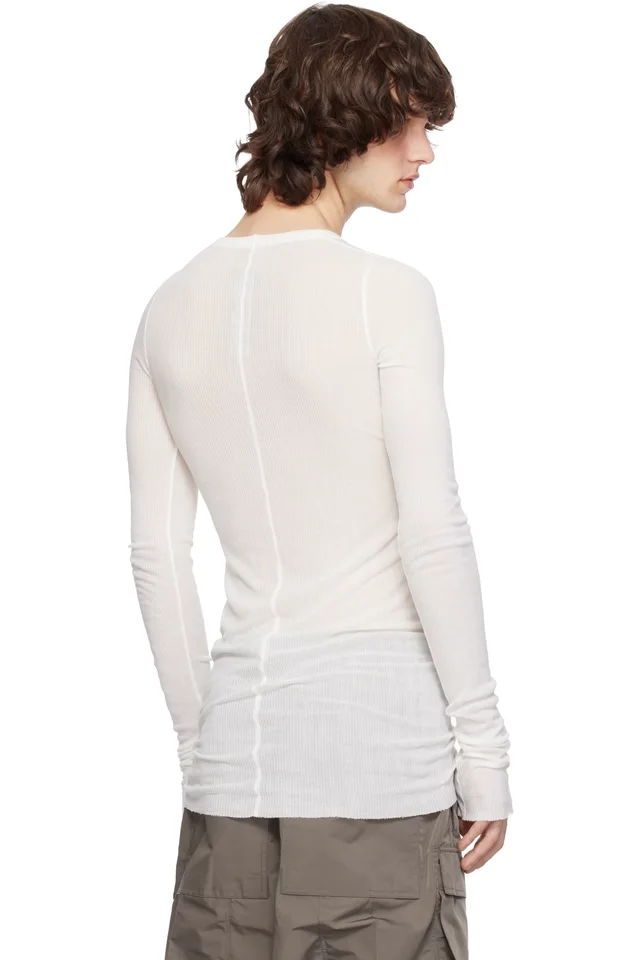 Rick Owens Off-White Temple Rib LS T-shirt, photo 3 of 4 from SSENSE