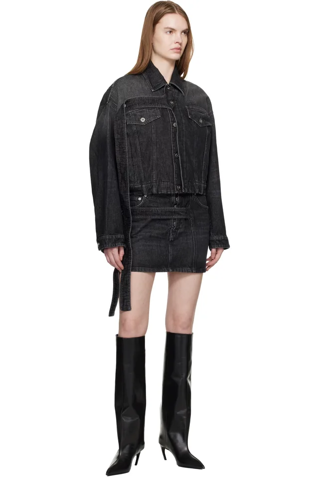 Jean Paul Gaultier Black Oversized Strap Denim Jacket, photo 4 of 4 from SSENSE