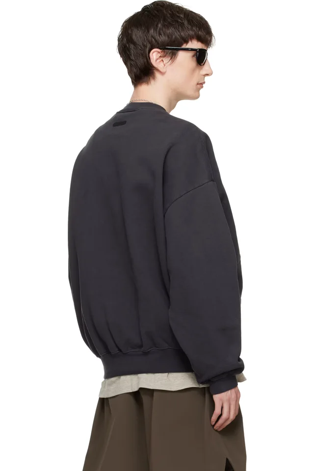 Fear of God ESSENTIALS Black Campus 90s Crewneck Sweatshirt, photo 3 of 4 from SSENSE