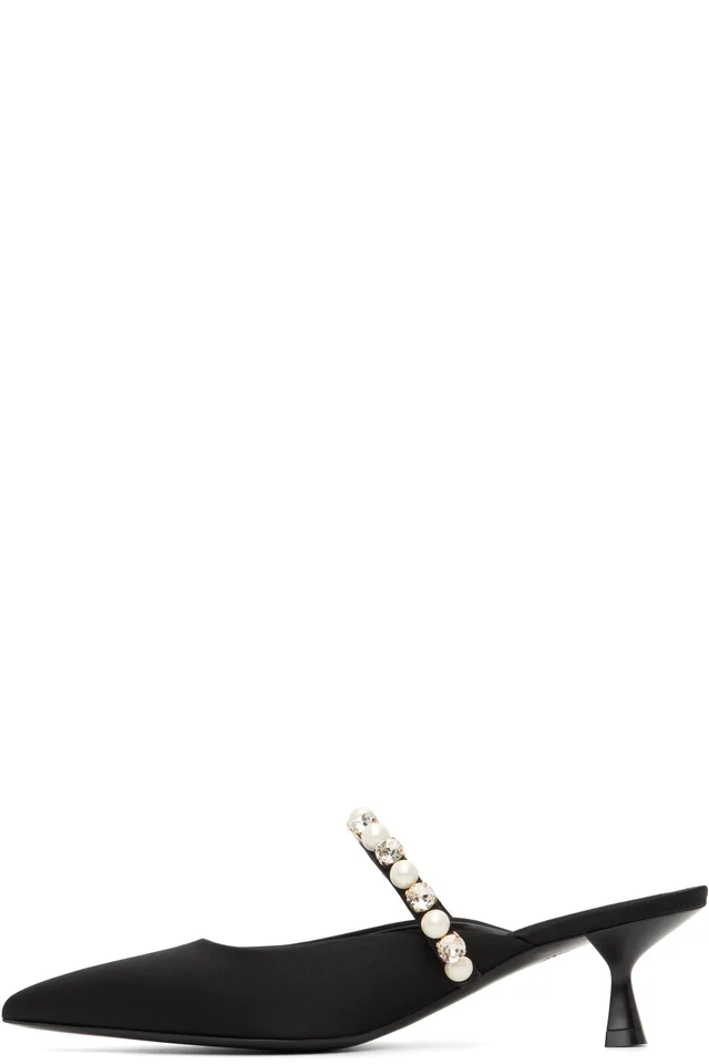 Stella McCartney Black Elsa Pearl-Embellished Kitten Heels, photo 3 of 5 from SSENSE