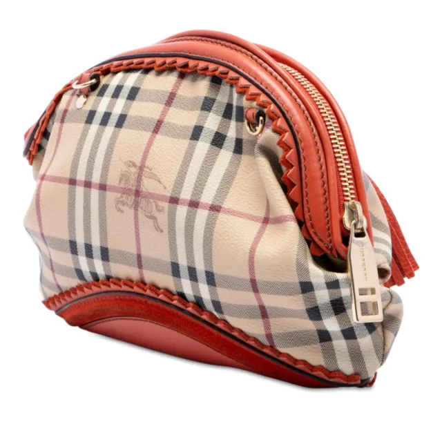 Beige Burberry Prorsum Haymarket Check Coated Canvas Brogue Tassel Crossbody in Beige Coated canvas from Designer Revival, photo 2 of 6