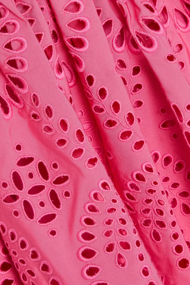 Valentino Garavani Taffeta-Paneled Broderie Anglaise Mini Dress in Pink, photo 4 of 4 from THE OUTNET