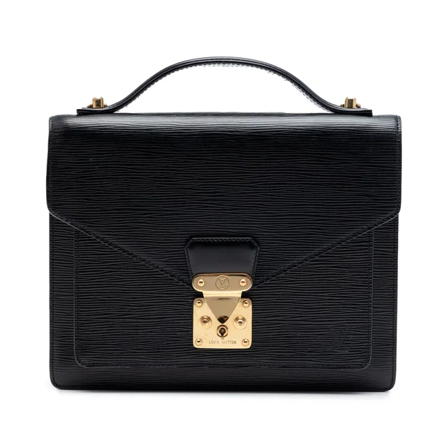 Black Louis Vuitton Epi Monceau 28 Satchel in Black Leather from Designer Revival