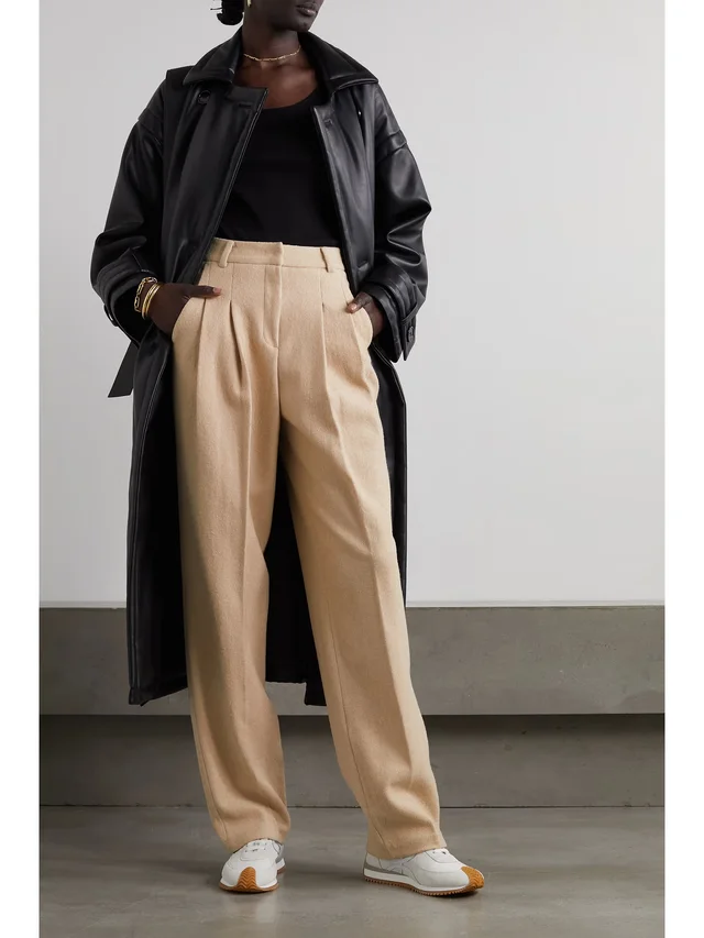 THE FRANKIE SHOP Layton pleated wool-blend straight-leg pants in Beige, photo 2 of 2 from NET-A-PORTER (Canada)