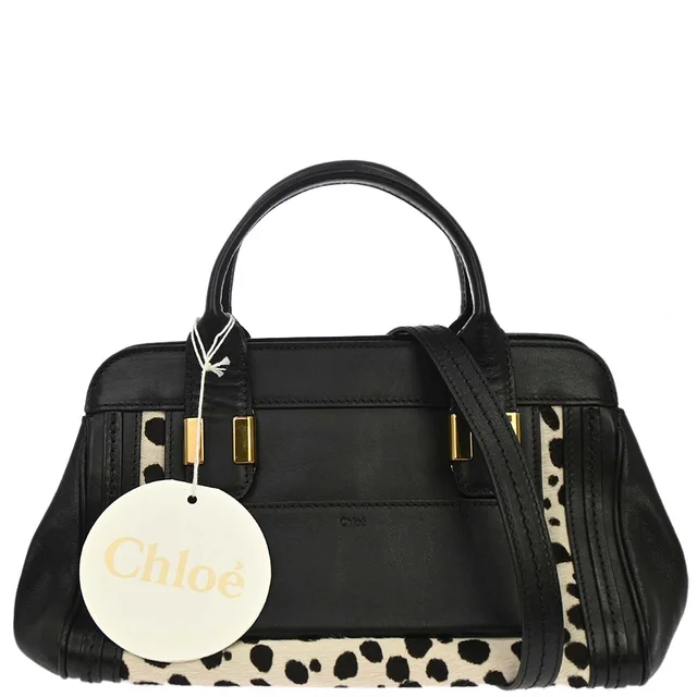 Chloé Black Pony Hair Alice 2way Shoulder Handbag in Black Leather from AMORE Vintage Tokyo