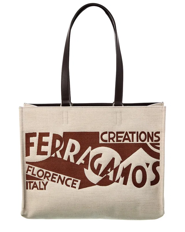Ferragamo Logo Medium Canvas & Leather Tote, image 1 of 1 from Rue La La
