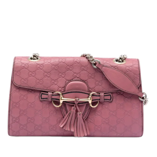 Pink Gucci Medium Guccissima Emily Shoulder Bag in Pink Leather from Designer Revival