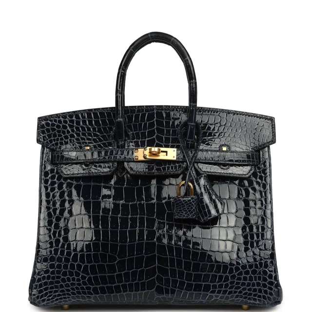 Hermès Birkin 25 Bleu Baltique Shiny Porosus Crocodile Gold Hardware in Blue Crocodile from Madison Avenue Couture