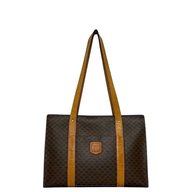 Celine Tote Brown Macadam Leather Document Shoulder Bag in Brown Leather from The Reluxe
