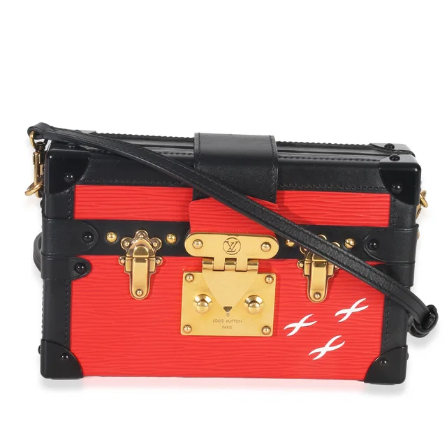 Louis Vuitton Red Black Epi Petite Malle Black; Leather Handbag in Black Leather from HEWI