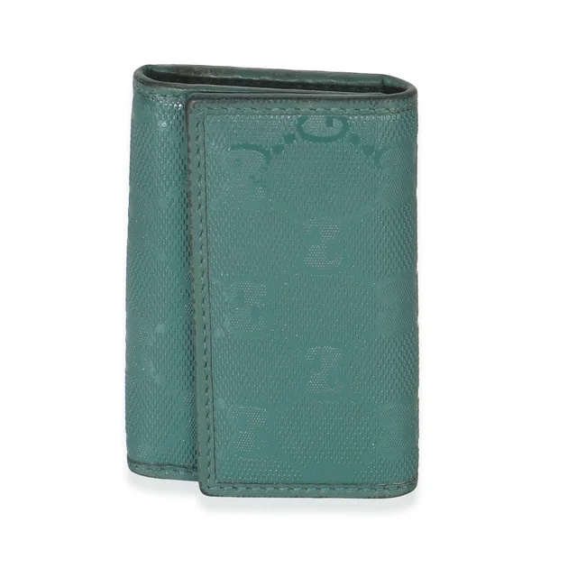 Gucci Green Embossed GG Leather Key Holder in Green Leather from myGemma