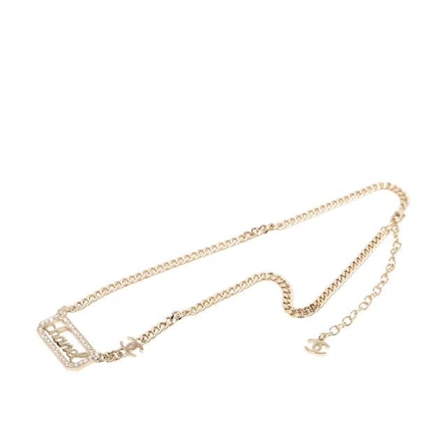Gold Chanel CC Gold Plated Strass Logo Choker Necklace in Gold from Designer Revival