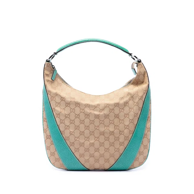 Blue Gucci GG Canvas Hobo in Blue Canvas from Designer Revival