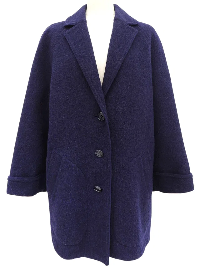 Dior Wool Raglan Sleeve Coat #9 Navy in Navy Wool from VINTAGE QOO TOKYO