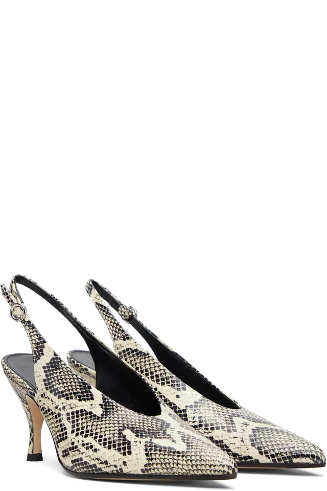 Aeyde Off-White & Black Carla Heels, photo 4 of 5 from SSENSE