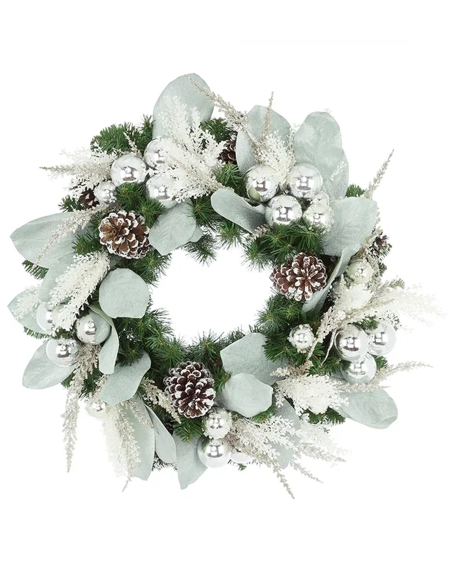 Creative Displays Handcrafted 28in Holiday Wreath Arranged with Ornaments & Pinecones, image 1 of 1 from Rue La La
