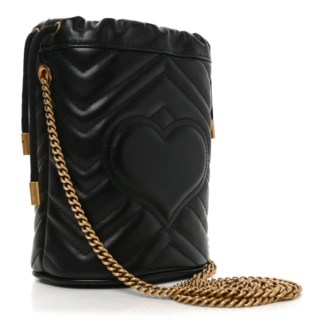 Gucci Matelasse Mini GG Marmont 2.0 Bucket Bag Black in Black Calfskin from FASHIONPHILE, photo 3 of 11