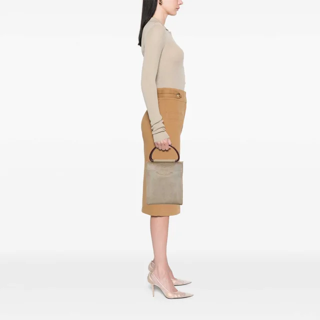 Beige Chanel CC Canvas Wooden Handle Tote in Beige Canvas from Designer Revival, photo 6 of 6