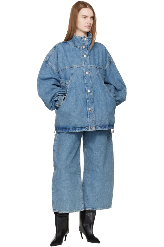 The Attico Blue Washed Denim Bomber Jacket, photo 4 of 4 from SSENSE
