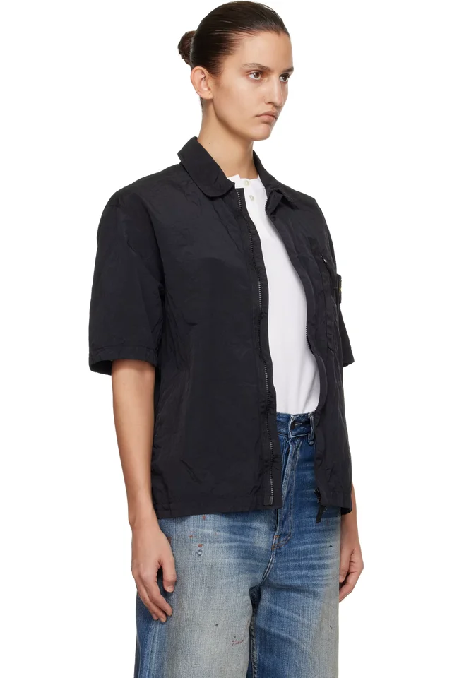 Stone Island Black 1200028 Nylon Metal ECONYL Shirt, photo 2 of 3 from SSENSE