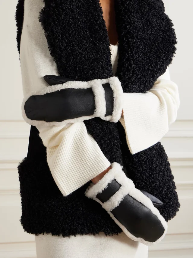YVES SALOMON Shearling mittens in Black, photo 2 of 2 from NET-A-PORTER (Canada)